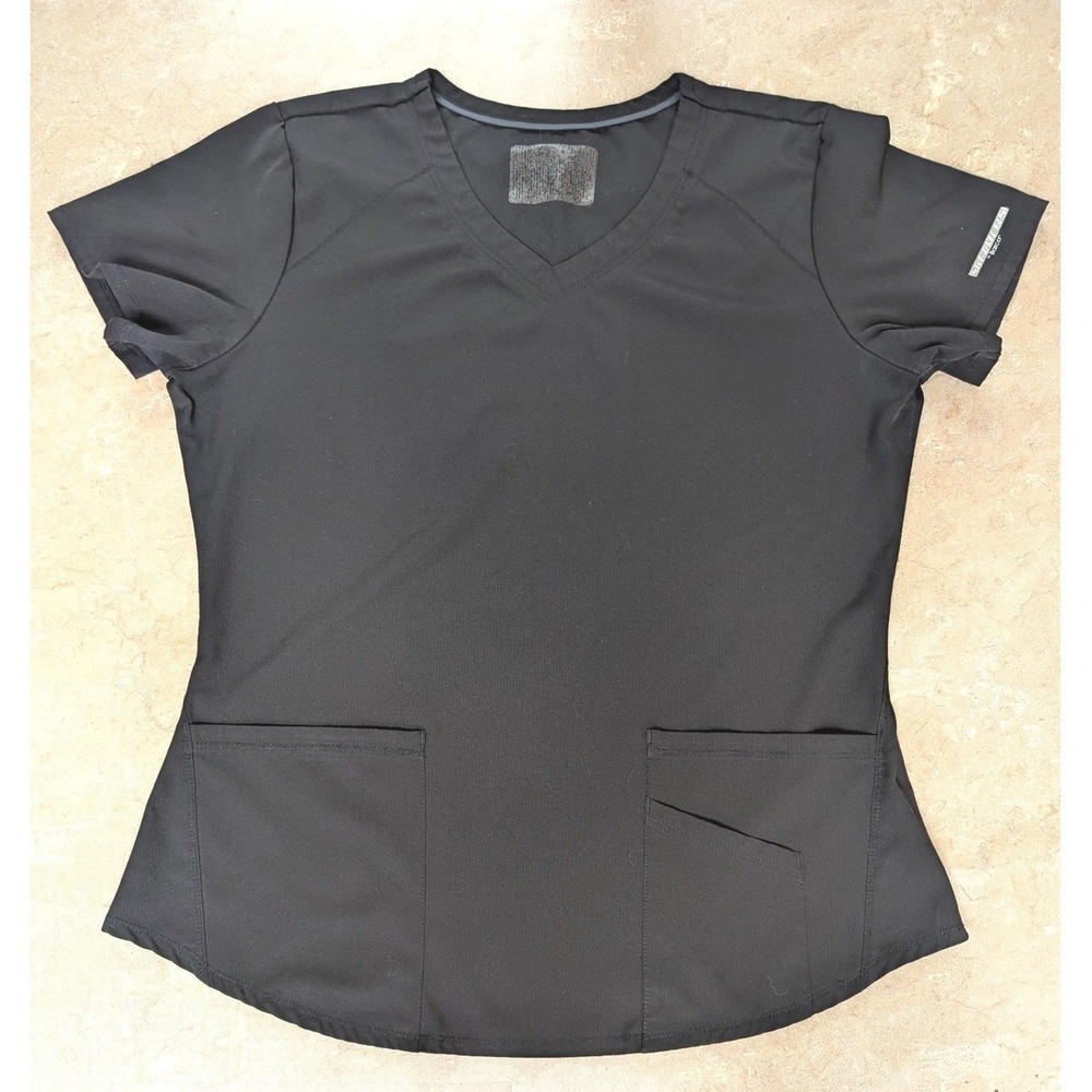 Skechers by Barco Women Scrub Top Bundle 2 L Black V-Neck Pocket Uniform Medical - Picture 4 of 9